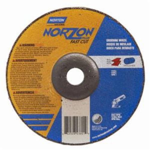 Norton® NorZon® Plus® Fast Cut™ 66252843801 All Purpose Cut-Off Wheel With Quick-Change Hub, 7 in Dia x 1/4 in THK, 7/8 in Center Hole, 24 Grit, Ceramic Alumina/Zirconia Alumina Abrasive