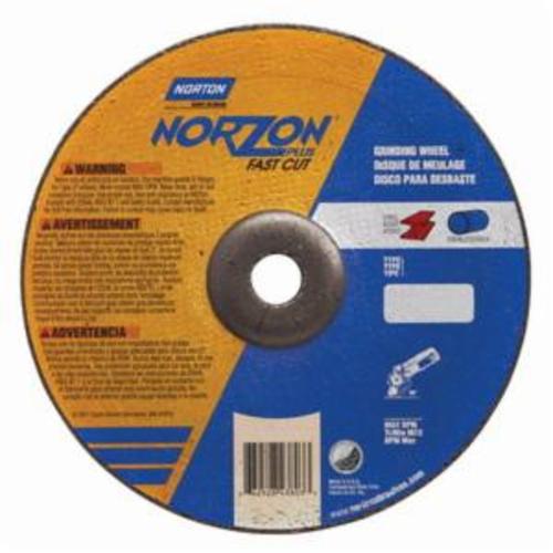 Norton® NorZon® Plus® Fast Cut™ 66252843803 All Purpose Cut-Off Wheel With Quick-Change Hub, 9 in Dia x 1/4 in THK, 7/8 in Center Hole, 24 Grit, Ceramic Alumina/Zirconia Alumina Abrasive