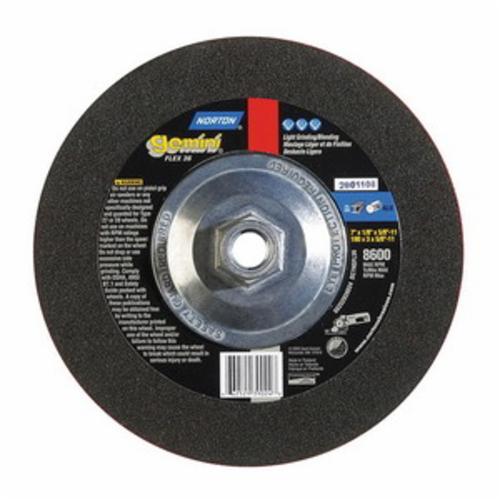 Norton® Gemini® 66252939024 Depressed Center Wheel, 7 in Dia x 1/8 in THK, 36 Grit, Aluminum Oxide Abrasive
