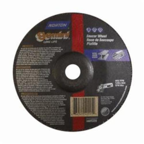 Norton® Gemini® 66252940095 DS714G All Purpose Saucer Cut-Off Wheel With Quick-Change Hub, 7 in Dia x 1/4 in THK, 7/8 in Center Hole, 24 Grit, Aluminum Oxide Abrasive