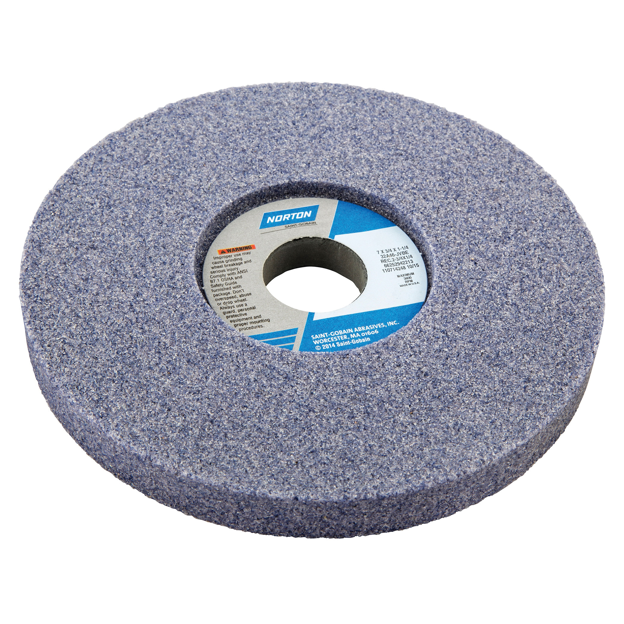 Norton® 66252942217 32A 1-Side Recessed Toolroom Wheel, 7 in Dia x 3/4 in THK, 1-1/4 in Center Hole, 60 Grit, Aluminum Oxide Abrasive