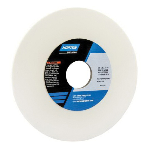 Norton® 66253043447 38A Straight Toolroom Wheel, 8 in Dia x 1/4 in THK, 1-1/4 in Center Hole, 100 Grit, Aluminum Oxide Abrasive