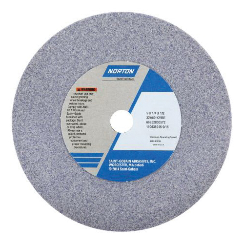 Norton® 66253043887 32A Straight Toolroom Wheel, 8 in Dia x 1/2 in THK, 1-1/4 in Center Hole, 60 Grit, Aluminum Oxide Abrasive