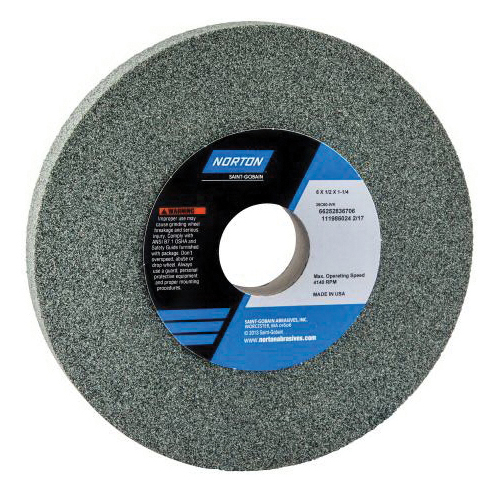 Norton® 66253044015 39C Straight Toolroom Wheel, 8 in Dia x 1/2 in THK, 1-1/4 in Center Hole, 80 Grit, Silicon Carbide Abrasive