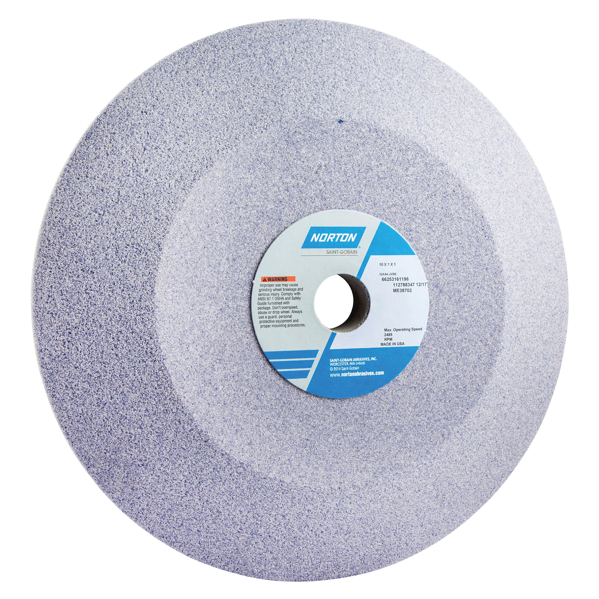 Norton® 66253161196 32A Toolroom Wheel, 10 in Dia x 1 in THK, 1 in Center Hole, 54 Grit, Aluminum Oxide Abrasive