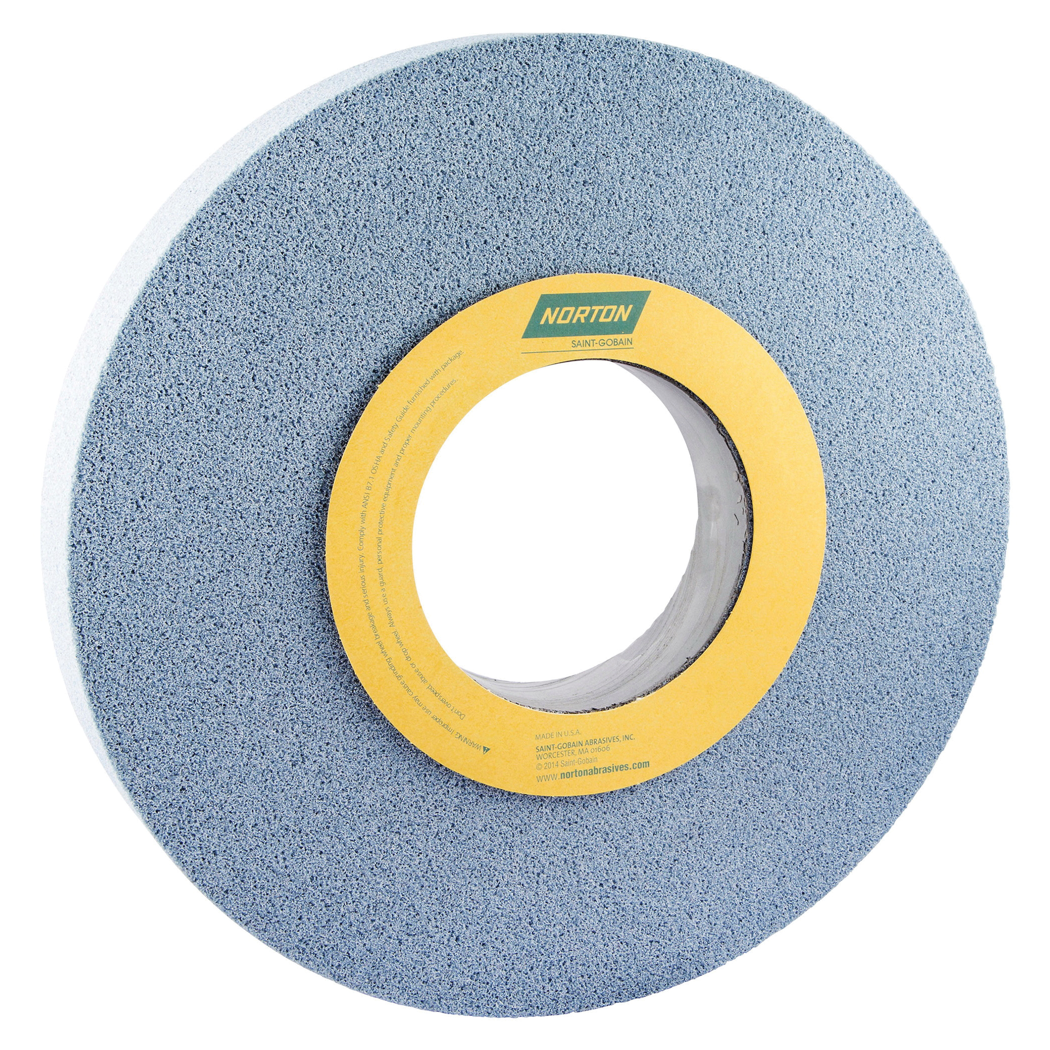 Norton® 66253302498 5SG Straight Toolroom Wheel, 14 in Dia x 1-1/2 in THK, 5 in Center Hole, 46 Grit, Ceramic Alumina/Friable Aluminum Oxide Abrasive