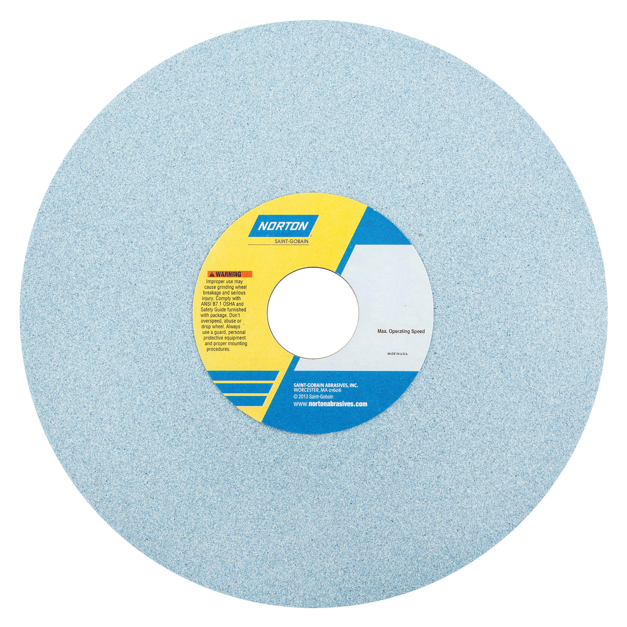 Norton® 66253313976 3SGP Straight Toolroom Wheel, 14 in Dia x 1-1/2 in THK, 5 in Center Hole, 46 Grit, Ceramic Alumina/Friable Aluminum Oxide Abrasive