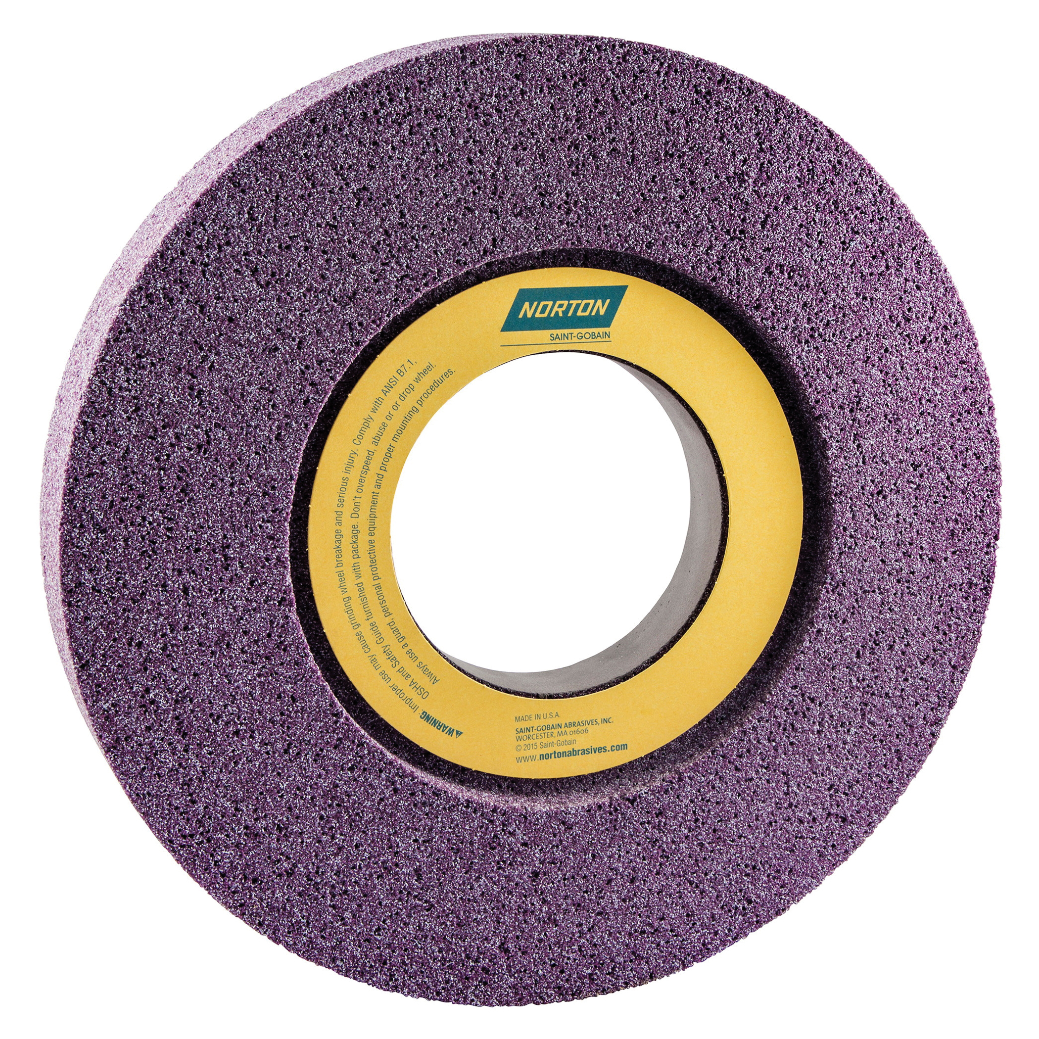 Norton® 66253319954 3SGR 1-Side Recessed Toolroom Wheel, 14 in Dia x 1-1/2 in THK, 5 in Center Hole, 46 Grit, Ceramic Alumina Abrasive