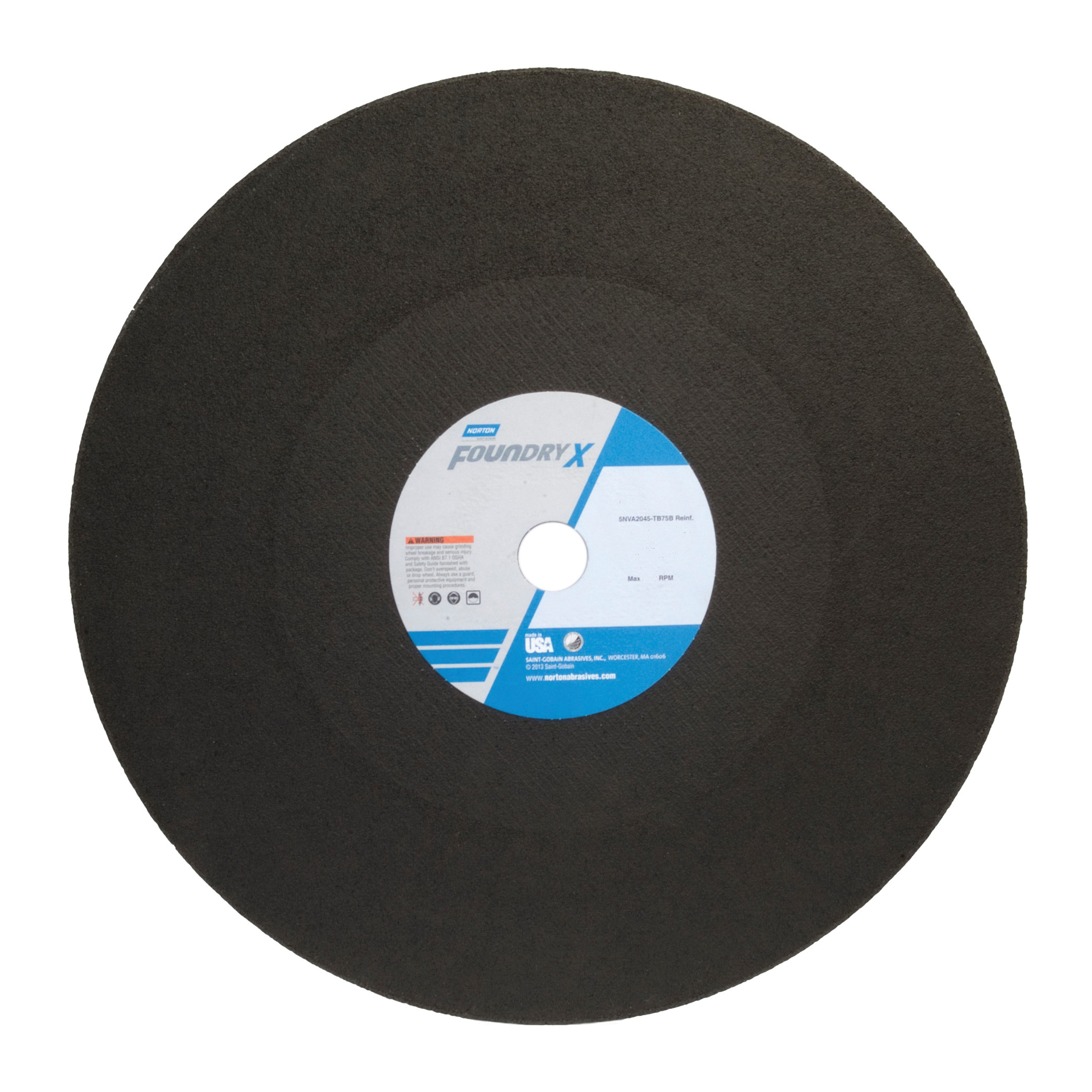 Norton®Foundry X™BlueFire® 66253347697 5NVA Type 01/41 Reinforced Cut-Off Wheel, 24 in Dia x 7/32 in THK, 1-3/4 in Center Hole, 24 Grit, Aluminum Oxide/Zirconia Alumina Abrasive