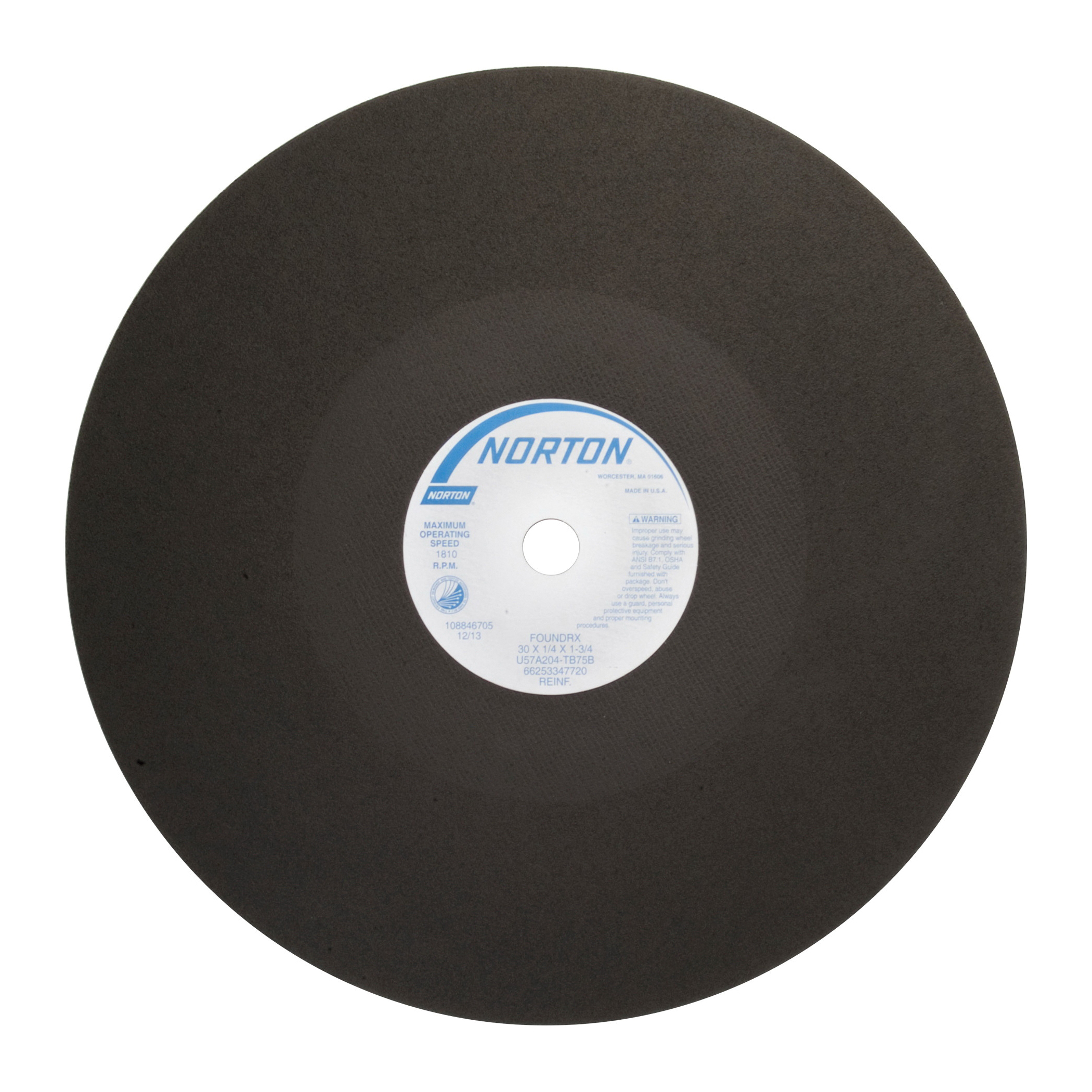 Norton®Foundry X™ 66253347720 U57A General Purpose Cut-Off Wheel, 30 in Dia x 1/4 in THK, 1-3/4 in Center Hole, 30 Grit, Aluminum Oxide Abrasive