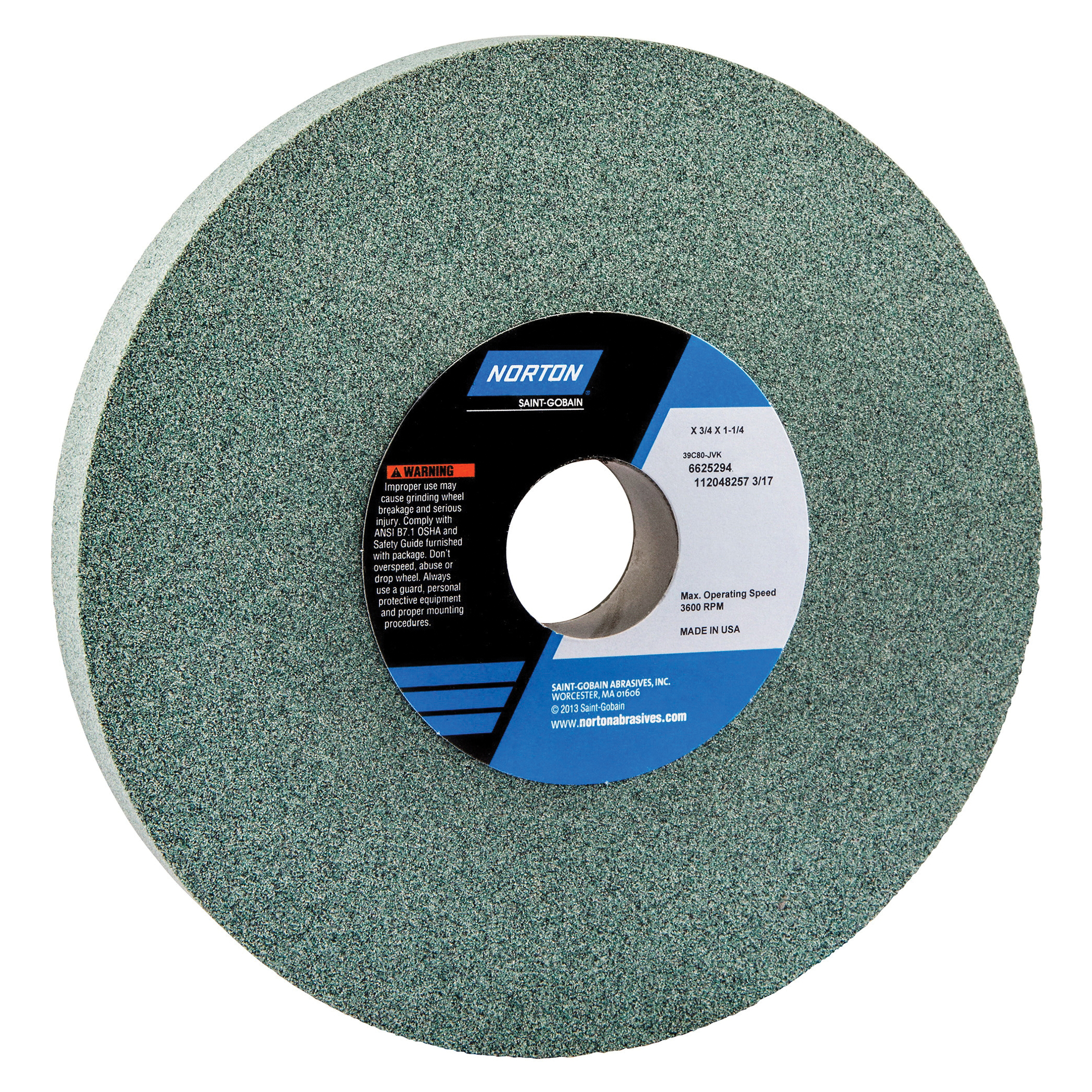 Norton® 66253350645 39C Straight Toolroom Wheel, 8 in Dia x 3/4 in THK, 1-1/4 in Center Hole, 80 Grit, Silicon Carbide Abrasive