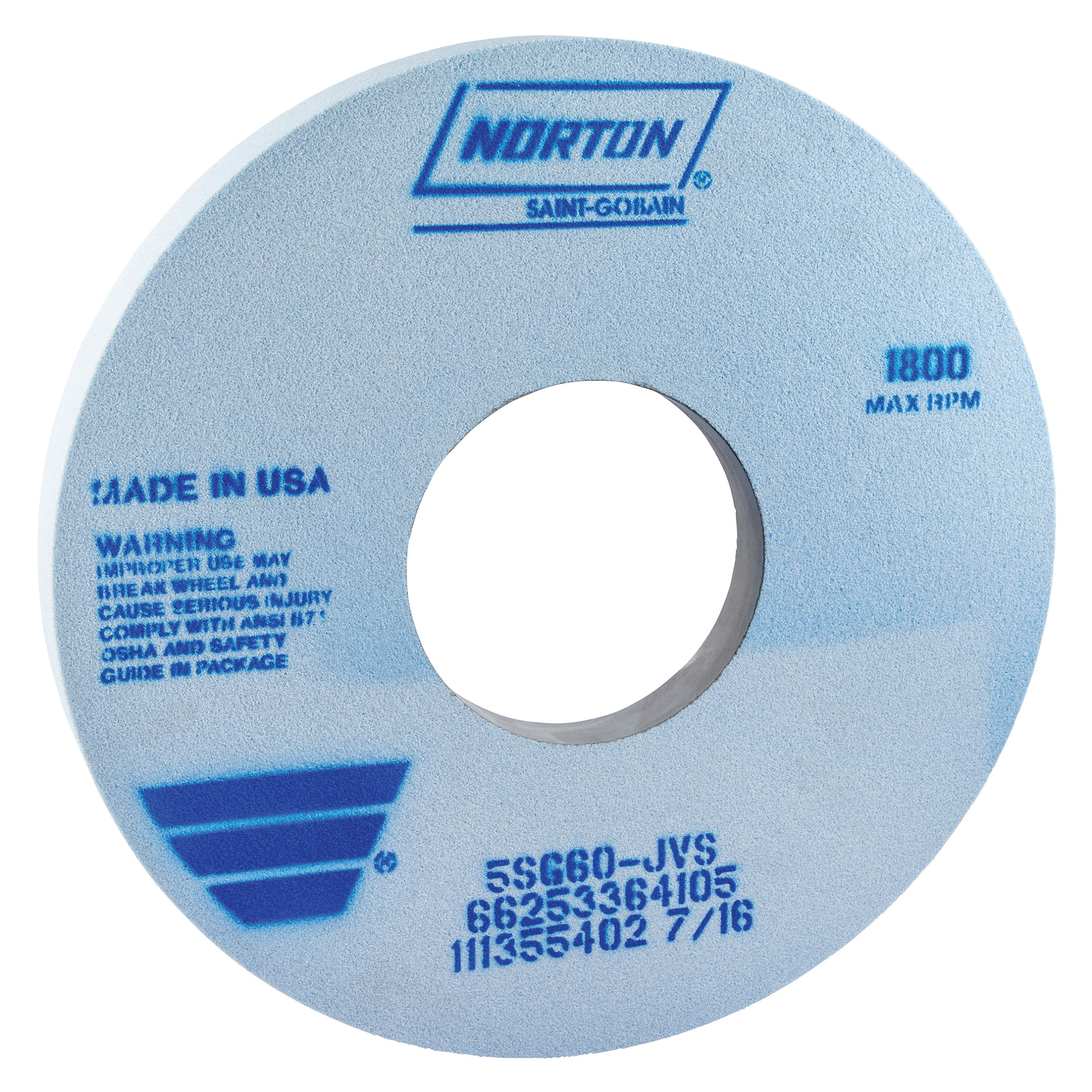 Norton® 66253364103 5SG 1-Side Recessed Toolroom Wheel, 14 in Dia x 1-1/2 in THK, 5 in Center Hole, 46 Grit, Ceramic Alumina/Friable Aluminum Oxide Abrasive