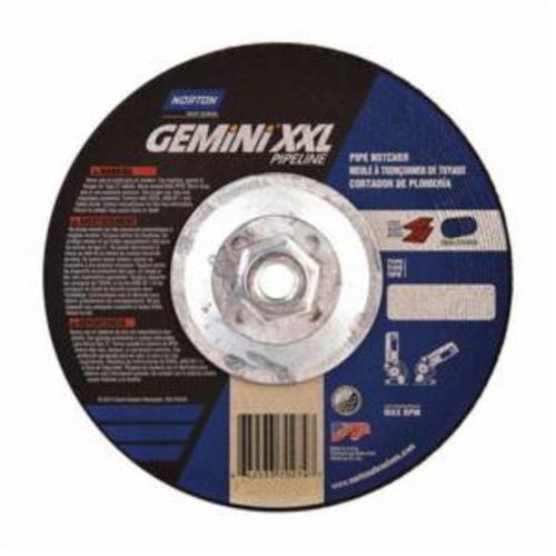 Norton® Gemini® 66253370274 Pipe Notching Depressed Center Wheel, 7 in Dia x 1/8 in THK, 30 Grit, Aluminum Oxide Abrasive