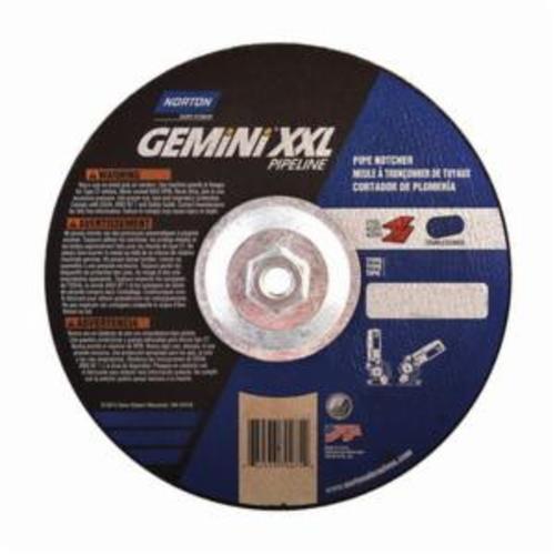 Norton® Gemini® 66253370275 Pipe Notching Depressed Center Wheel, 9 in Dia x 1/8 in THK, 30 Grit, Aluminum Oxide Abrasive