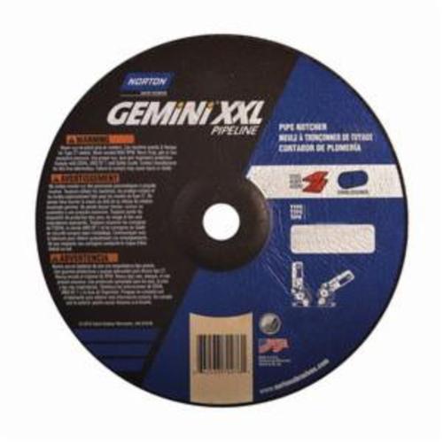 Norton® Gemini® 66253370276 Pipe Notching Depressed Center Wheel, 9 in Dia x 1/8 in THK, 7/8 in Center Hole, 30 Grit, Aluminum Oxide Abrasive