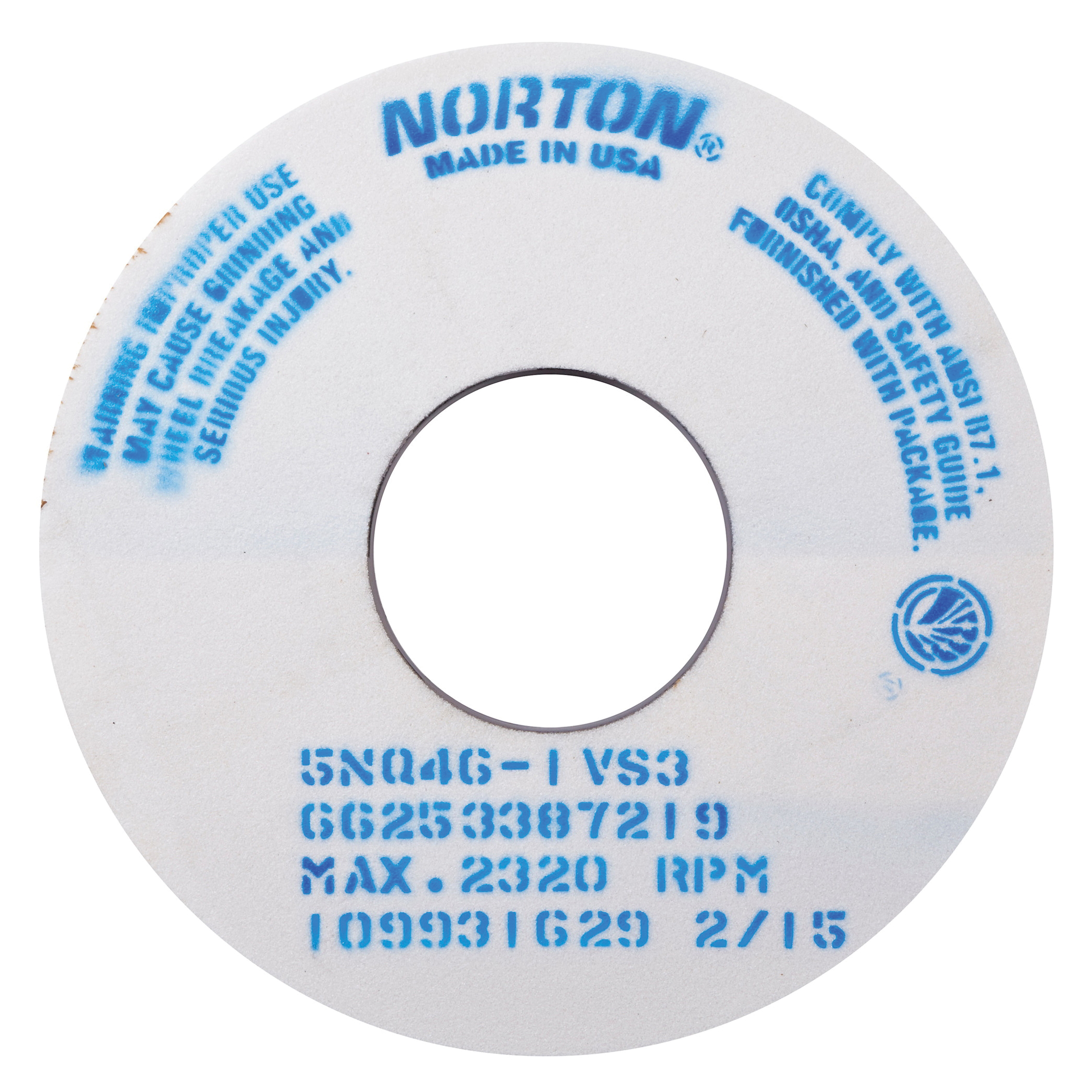 Norton® Quantum™ 66253387216 5NQ Straight Toolroom Wheel, 14 in Dia x 1-1/2 in THK, 5 in Center Hole, 46 Grit, Ceramic Alumina Abrasive