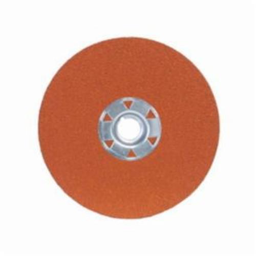 Norton® Blaze® 66254425336 SG F980 Heavy Duty Coated Locking Abrasive Disc, 5 in Dia, 5/8-11 Center Hole, 24 Grit, Extra Coarse Grade, Premium Ceramic Alumina Abrasive, Speed Change Fastener Attachment
