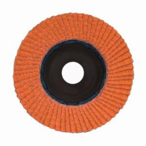 Norton® Blaze® 66254461059 R980P Center Mount Quick-Trim Standard Density Coated Abrasive Flap Disc, 7 in Dia, 7/8 in Center Hole, 40 Grit, Extra Coarse Grade, Ceramic Alumina Abrasive, Type 27 Flat Disc