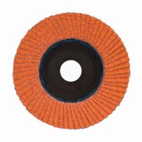 Norton® Blaze® 66254461061 R980P Center Mount Quick-Trim Standard Density Coated Abrasive Flap Disc, 7 in Dia, 7/8 in Center Hole, 80 Grit, Coarse Grade, Ceramic Alumina Abrasive, Type 27 Flat Disc