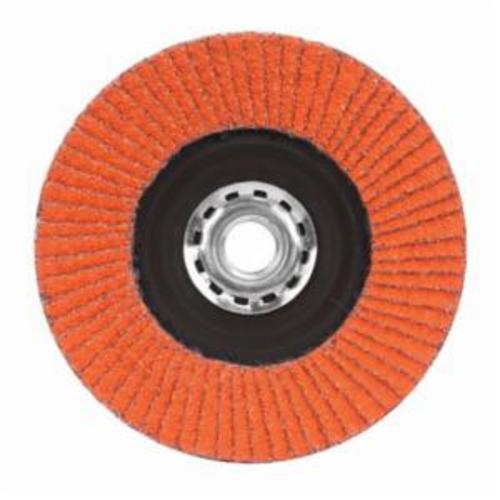 Norton® Blaze® 66254461069 R980P Arbor Thread Quick-Trim Standard Density Coated Abrasive Flap Disc, 7 in Dia, 120 Grit, Medium Grade, Ceramic Alumina Abrasive, Type 27 Flat Disc
