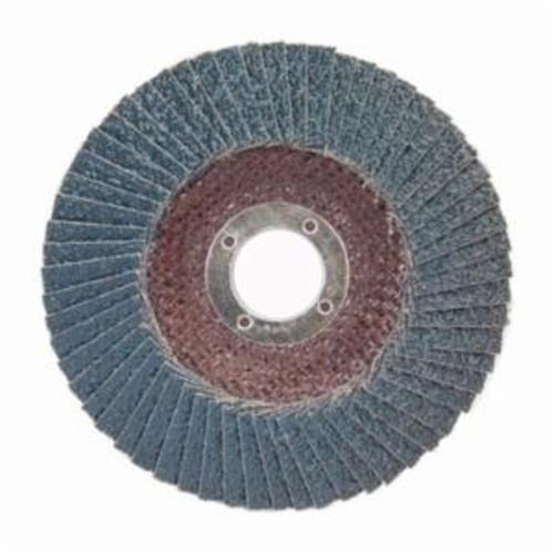 Norton® BlueFire® 66254461164 R884P Center Mount Standard Density Coated Abrasive Flap Disc, 4-1/2 in Dia, 7/8 in Center Hole, P80 Grit, Coarse Grade, Zirconia Alumina Plus Abrasive, Type 29 Conical Disc