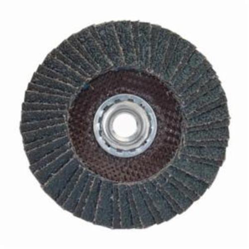Norton® PowerFlex® 66254472656 R828 Arbor Thread Standard Density Coated Abrasive Flap Disc, 4-1/2 in Dia, P60 Grit, Coarse Grade, Zirconia Alumina Abrasive, Type 27 Flat Disc