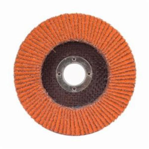 Norton® Blaze® 66261020628 R980P Center Mount High Density Coated Abrasive Flap Disc, 4-1/2 in Dia, 7/8 in Center Hole, 40 Grit, Extra Coarse Grade, Ceramic Alumina Abrasive, Type 27 Flat Disc