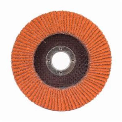 Norton® Blaze® 66261097678 R980P Center Mount High Density Coated Abrasive Flap Disc, 4-1/2 in Dia, 7/8 in Center Hole, 36 Grit, Extra Coarse Grade, Ceramic Alumina Abrasive, Type 27 Flat Disc