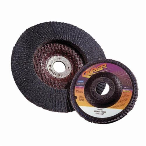 Norton® Charger™ 66261121287 R822 Arbor Thread Standard Density Versatile Coated Abrasive Flap Disc, 4-1/2 in Dia, P80 Grit, Coarse Grade, Zirconia Alumina Abrasive, Type 29 Conical Disc