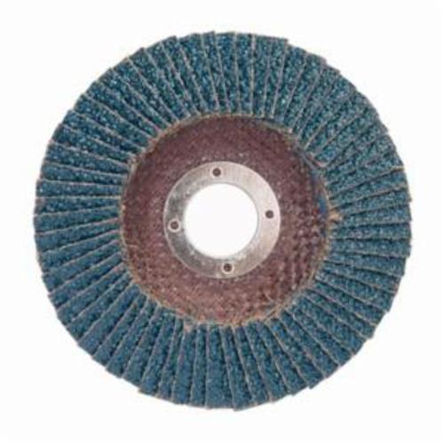 Norton® Charger™ 66261119267 R822 Center Mount Coated Abrasive Flap Disc, 4-1/2 in Dia, 7/8 in Center Hole, P80 Grit, Coarse Grade, Zirconia Alumina Abrasive, Type 29 Conical Disc