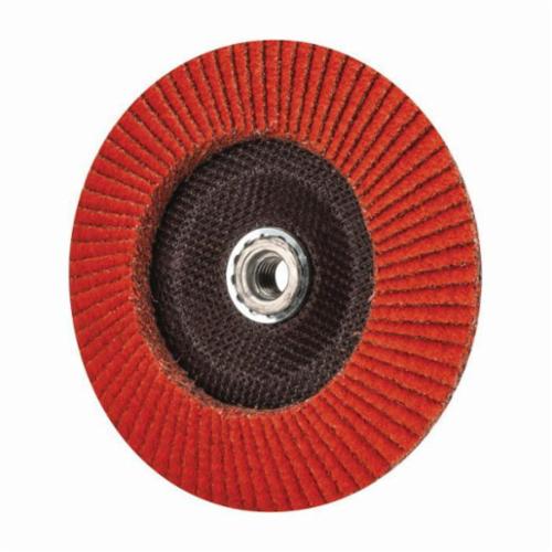 Norton® Blaze® 66261183498 R980 Standard Density Coated Abrasive Flap Disc, 7 in Dia, 36 Grit, Extra Coarse Grade, Ceramic Alumina Abrasive, Type 29 Conical Disc