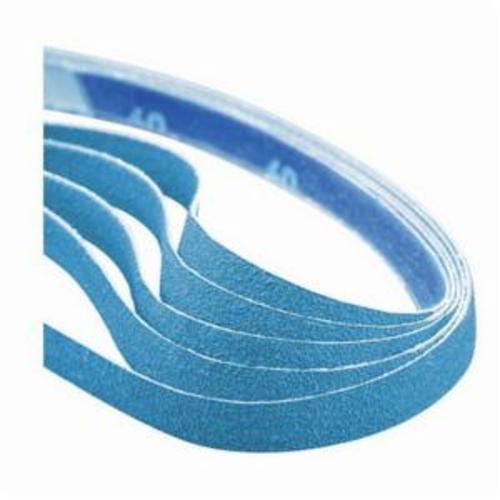 Norton® BlueFire® 66623373744 R823P File Coated Abrasive Belt, 1/4 in W x 12 in L, 60 Grit, Coarse Grade, Zirconia Alumina Abrasive, Polyester Backing