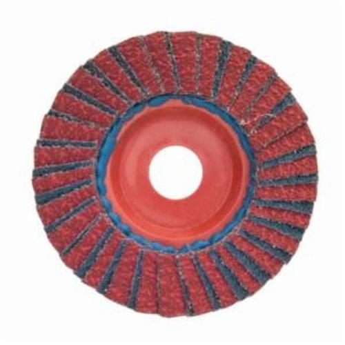 Norton® Red Heat® 66623399026 R961 Center Mount Quick-Trim Standard Density Coated Abrasive Flap Disc, 6 in Dia, 7/8 in Center Hole, P80 Grit, Coarse Grade, Ceramic Alumina/Zirconia Alumina Abrasive, Type 27 Flat Disc
