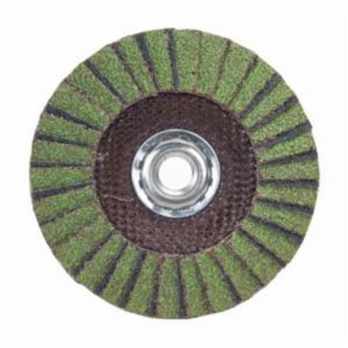 Norton® Neon® 66623399028 R766 Arbor Thread Standard Density Coated Abrasive Flap Disc, 4-1/2 in Dia, P36 Grit, Extra Coarse Grade, Aluminum Oxide/Zirconia Alumina Abrasive, Type 29 Conical Disc