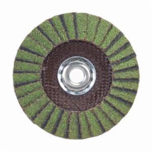 Norton® Neon® 66623399029 R766 Arbor Thread Standard Density Coated Abrasive Flap Disc, 4-1/2 in Dia, P40 Grit, Extra Coarse Grade, Aluminum Oxide/Zirconia Alumina Abrasive, Type 29 Conical Disc