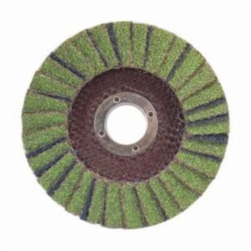 Norton® Neon® 66623399034 R766 Center Mount Standard Density Coated Abrasive Flap Disc, 4-1/2 in Dia, 7/8 in Center Hole, P60 Grit, Coarse Grade, Aluminum Oxide/Zirconia Alumina Abrasive, Type 29 Conical Disc