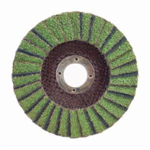 Norton® Neon® 66623399062 R766 Center Mount High Density Coated Abrasive Flap Disc, 4-1/2 in Dia, 7/8 in Center Hole, P36 Grit, Extra Coarse Grade, Aluminum Oxide/Zirconia Alumina Abrasive, Type 27 Flat Disc