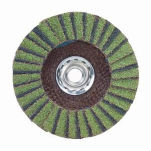 Norton® Neon® 66623399068 R766 Arbor Thread High Density Coated Abrasive Flap Disc, 7 in Dia, P60 Grit, Coarse Grade, Aluminum Oxide/Zirconia Alumina Abrasive, Type 27 Flat Disc