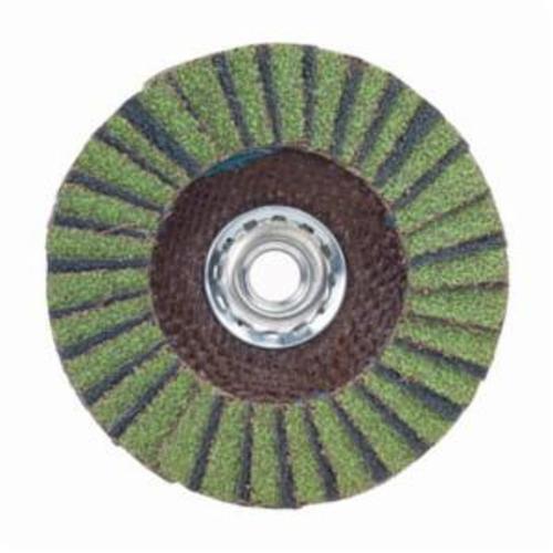 Norton® Neon® 66623399069 R766 Arbor Thread High Density Coated Abrasive Flap Disc, 7 in Dia, P80 Grit, Coarse Grade, Aluminum Oxide/Zirconia Alumina Abrasive, Type 27 Flat Disc