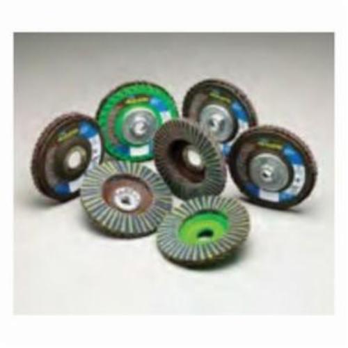 Norton® Neon® 66623399131 R766 Arbor Thread Quick-Trim Standard Density Coated Abrasive Flap Disc, 5 in Dia, P80 Grit, Coarse Grade, Aluminum Oxide/Zirconia Alumina Abrasive, Type 27 Flat Disc