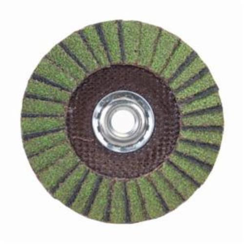 Norton® Neon® 66623399179 R766 Arbor Thread Standard Density Coated Abrasive Flap Disc, 5 in Dia, P80 Grit, Coarse Grade, Aluminum Oxide/Zirconia Alumina Abrasive, Type 29 Conical Disc