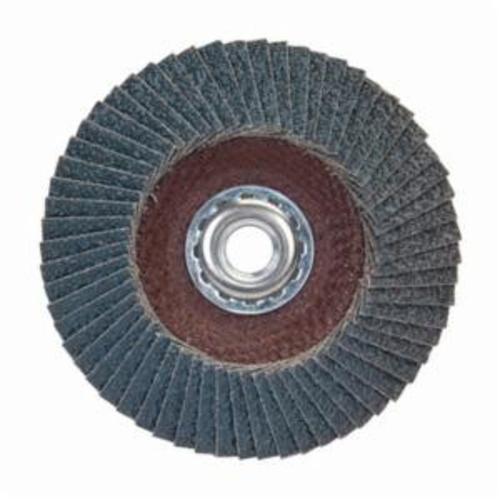 Norton® BlueFire® 66623399189 R884P Arbor Thread Standard Density Coated Abrasive Flap Disc, 5 in Dia, P36 Grit, Extra Coarse Grade, Zirconia Alumina Plus Abrasive, Type 29 Conical Disc