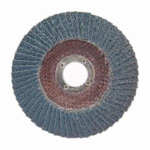 Norton® BlueFire® 66623399194 R884P Center Mount Standard Density Coated Abrasive Flap Disc, 6 in Dia, 7/8 in Center Hole, P60 Grit, Coarse Grade, Zirconia Alumina Plus Abrasive, Type 29 Conical Disc