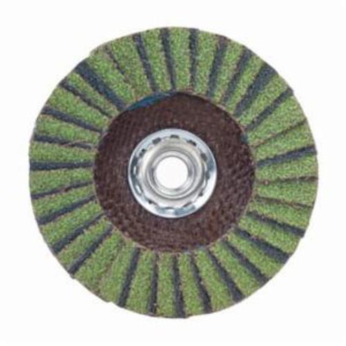 Norton® Neon® 66623399205 R766 Arbor Thread High Density Coated Abrasive Flap Disc, 4-1/2 in Dia, P36 Grit, Extra Coarse Grade, Aluminum Oxide/Zirconia Alumina Abrasive, Type 27 Flat Disc