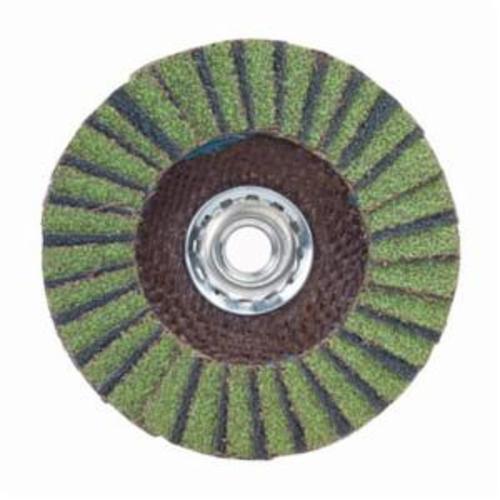 Norton® Neon® 66623399210 R766 Arbor Thread High Density Coated Abrasive Flap Disc, 5 in Dia, P80 Grit, Coarse Grade, Aluminum Oxide/Zirconia Alumina Abrasive, Type 27 Flat Disc