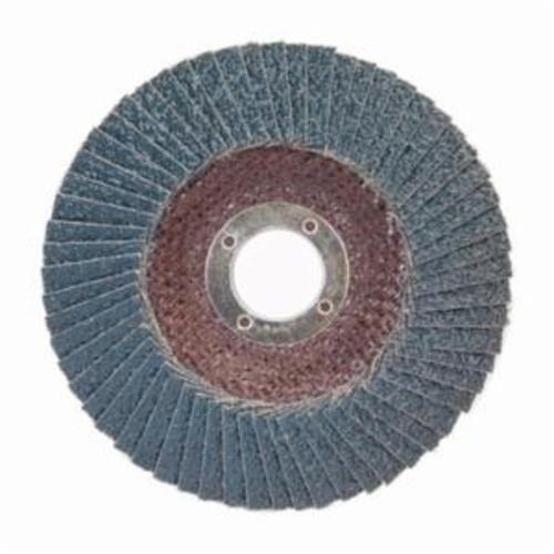 Norton® BlueFire® 66623399298 R884P Center Mount Standard Density Coated Abrasive Flap Disc, 6 in Dia, 7/8 in Center Hole, P36 Grit, Extra Coarse Grade, Zirconia Alumina Plus Abrasive, Type 29 Conical Disc