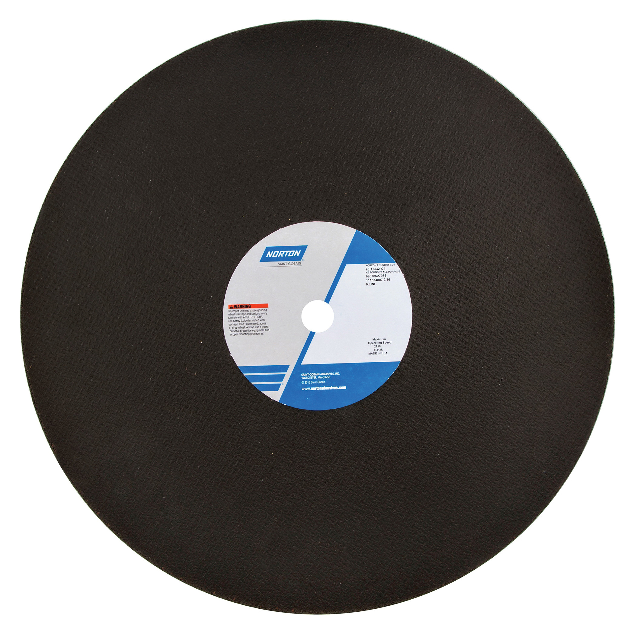 Norton®NorZon®Foundry™ 69078627986 4NZ All Purpose Cut-Off Wheel, 20 in Dia x 5/32 in THK, 1 in Center Hole, Zirconia Alumina Abrasive