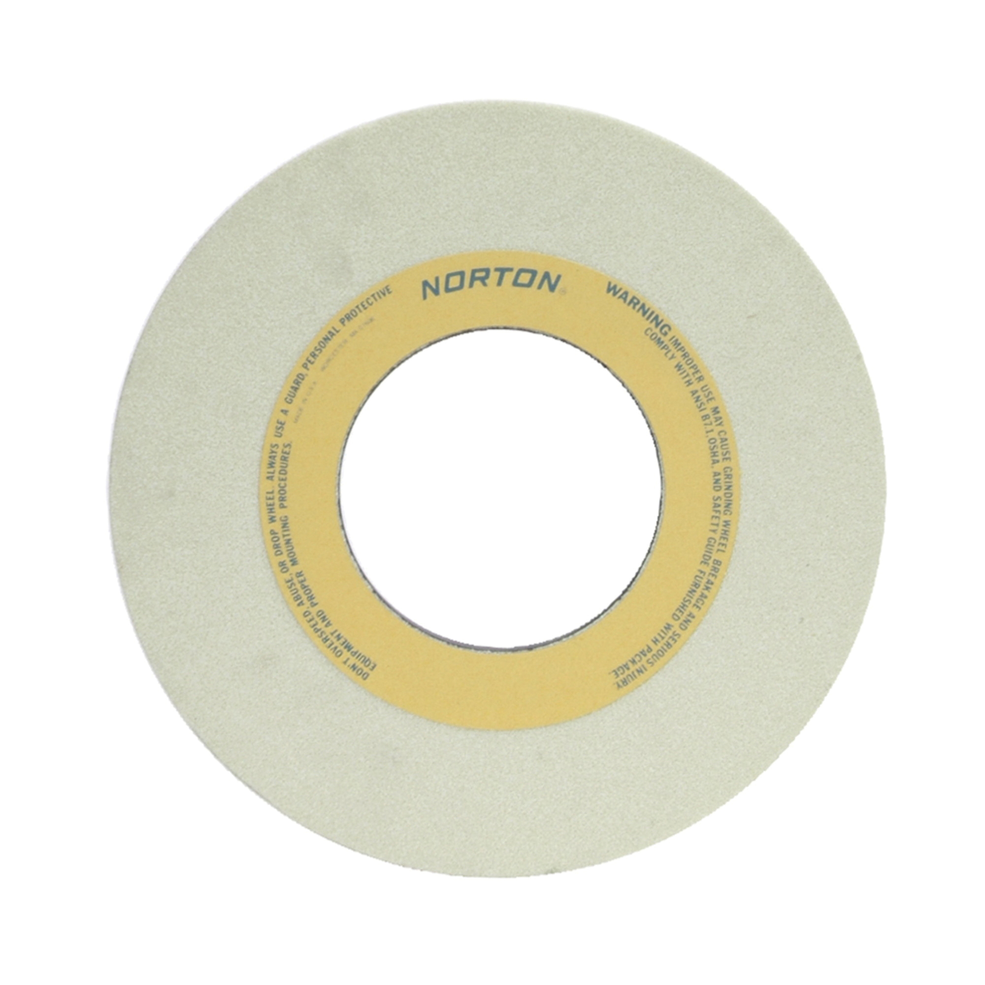 Norton® Quantum™ 69083159115 5NQ Straight Toolroom Wheel, 12 in Dia x 1-1/2 in THK, 5 in Center Hole, 46 Grit, Ceramic Alumina Abrasive