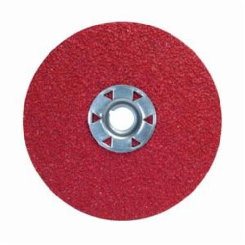 Norton® Red Heat® 77696009737 F981 Close Coated Abrasive Disc, 4-1/2 in Dia, 5/8-11 Center Hole, 36 Grit, Extra Coarse Grade, Ceramic Alumina Abrasive, Speed Change Fastener Attachment