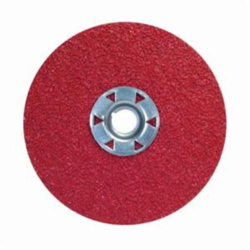 Norton® Red Heat® 77696009739 F981 Close Coated Abrasive Disc, 4-1/2 in Dia, 5/8-11 Center Hole, 50 Grit, Coarse Grade, Ceramic Alumina Abrasive, Speed Change Fastener Attachment